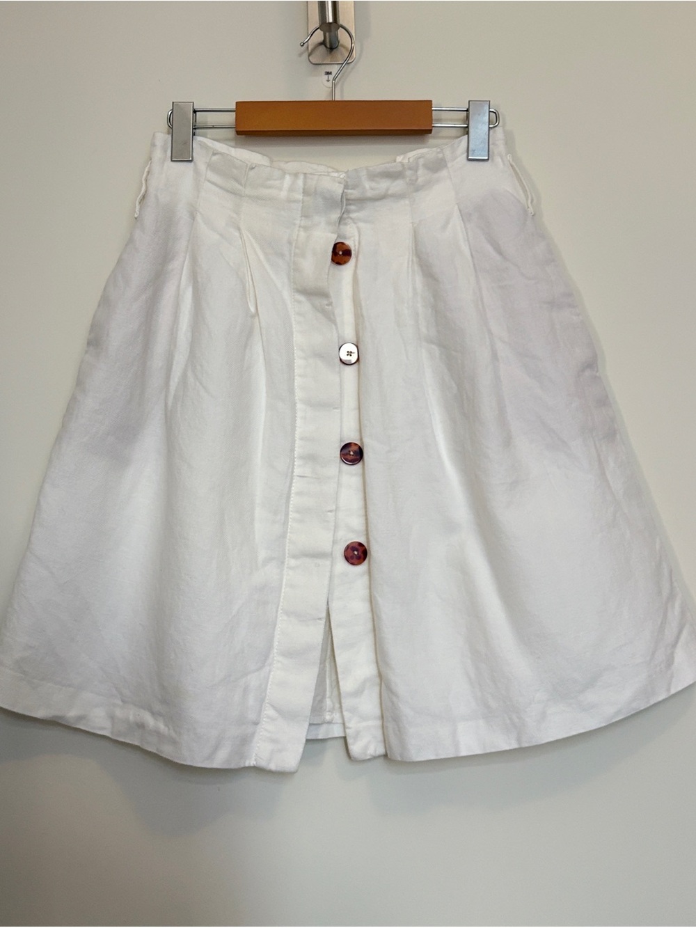 Massimo Dutti White Button-Front A-Line Midi Skirt Size(6) S Talla 38
